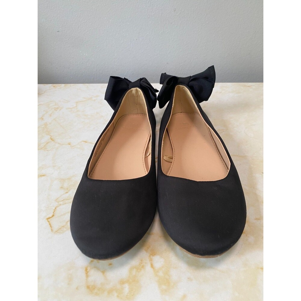 Crewcuts Black Satin Bow Ballet Flat kids Size 2
